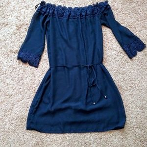 Navy blue off the shoulder dress